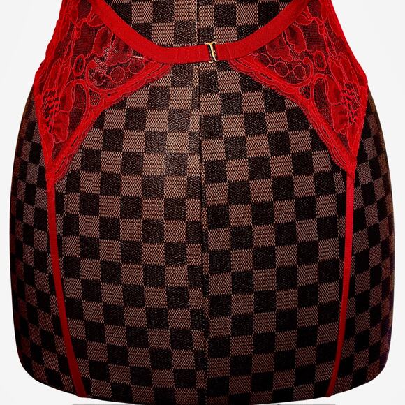 Victoria's Secret Red Lace Teddy Lingerie Size Medium Crotchless Sheer Coquette - Picture 8 of 12